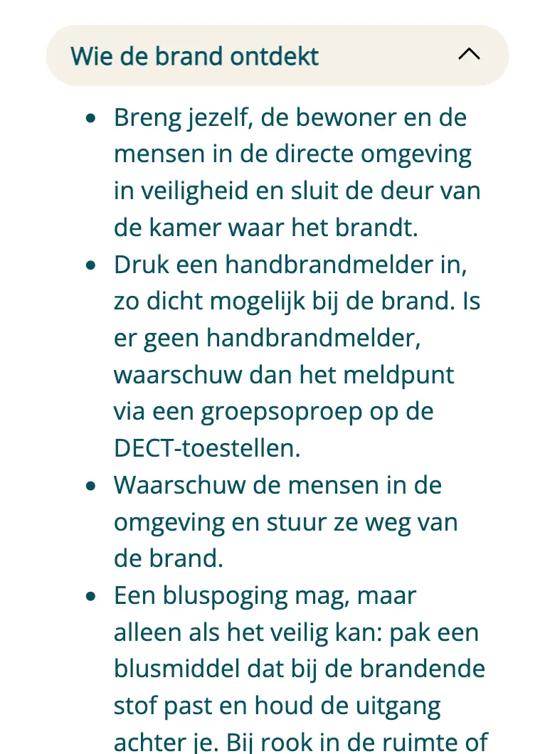 Taken bij brand, te beginnen bij wie de brand ontdekt
