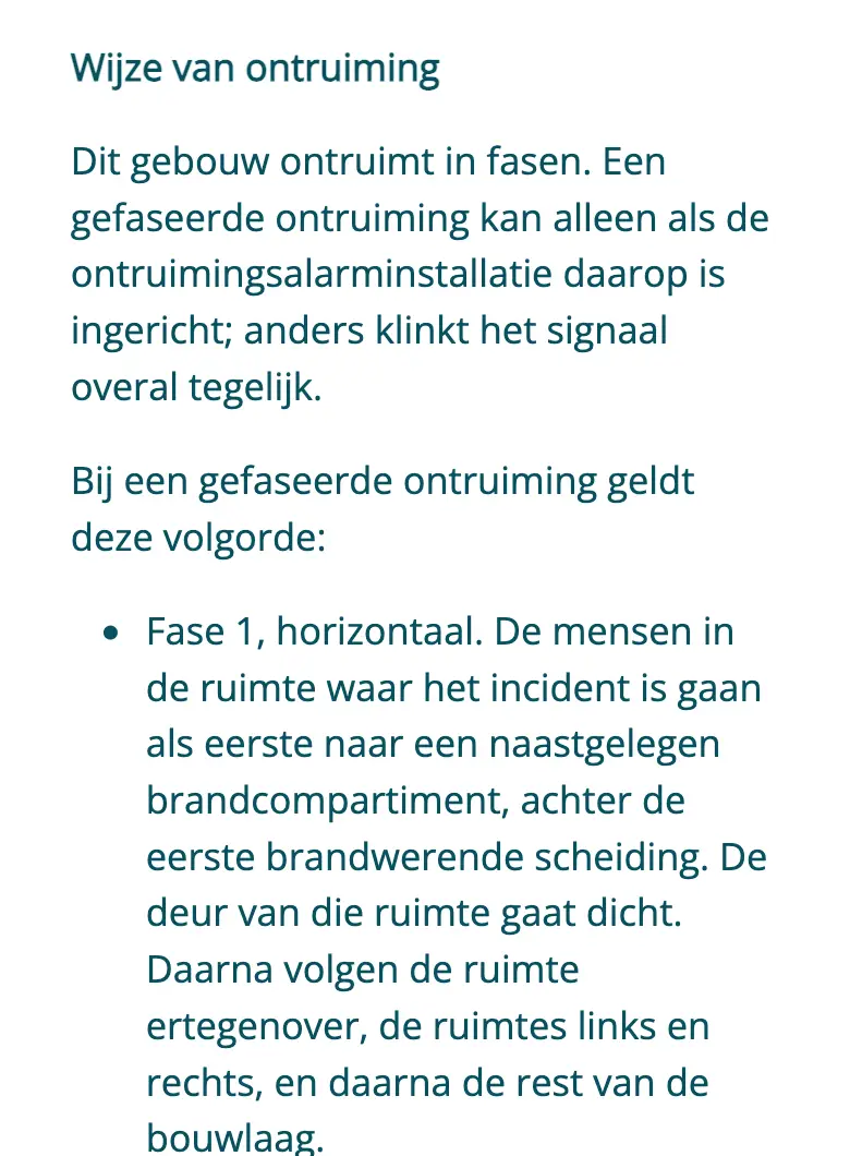 Tekst over gefaseerde ontruiming